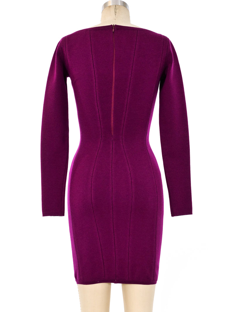 Alaia Raspberry Bodycon Knit Dress Dress arcadeshops.com