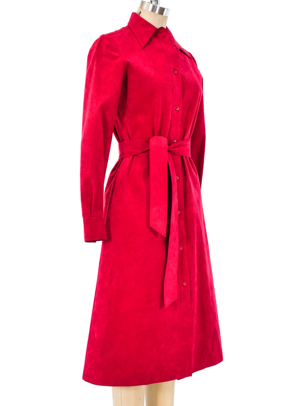 Halston Ultrasuede Belted Shirt Dress Dress arcadeshops.com