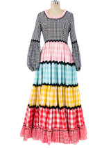 Multicolor Gingham Tiered Maxi Dress Dress arcadeshops.com