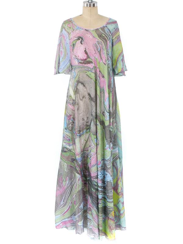 Marble Print Cotton Caftan Dress arcadeshops.com