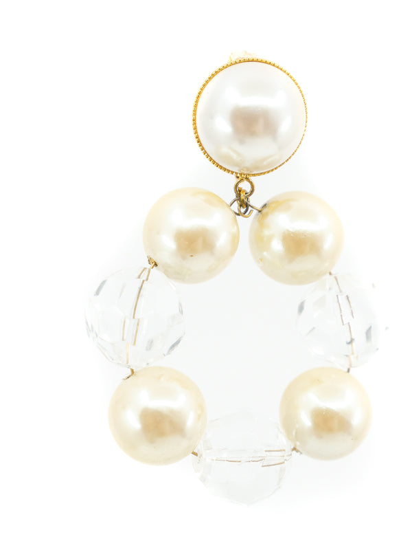Trifari Faux Pearl and Lucite Earrings Accessory arcadeshops.com