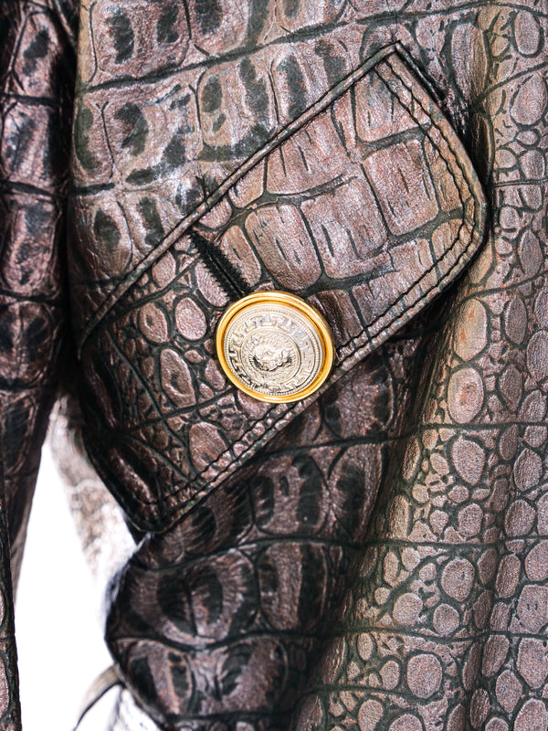 Versus Gianni Versace Croc Embossed Leather Jacket Jacket arcadeshops.com