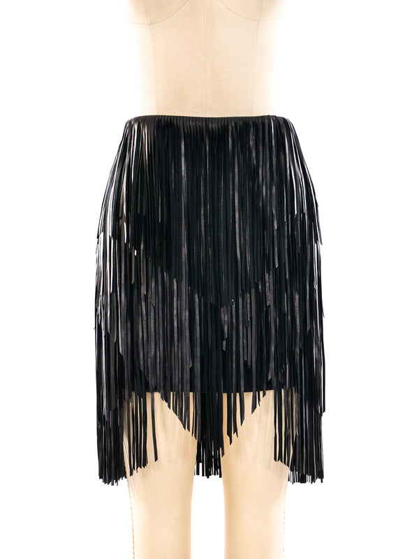 Jitrois Leather Fringe Mini Skirt Bottom arcadeshops.com