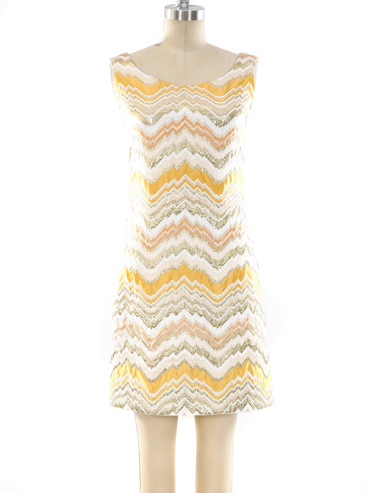 Metallic Chevron Brocade Tank Dress