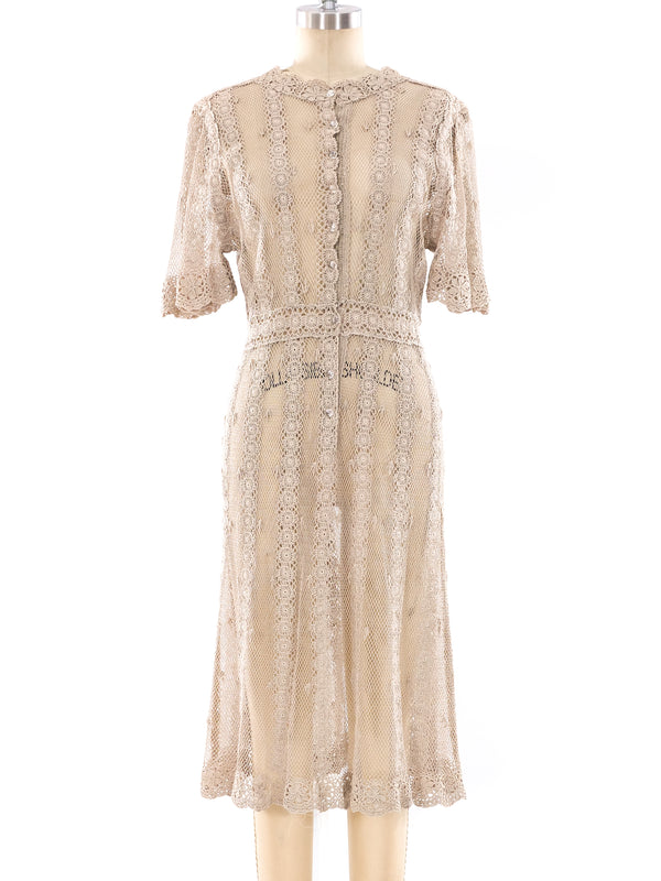 Hand Crochet Button Front Dress Dress arcadeshops.com