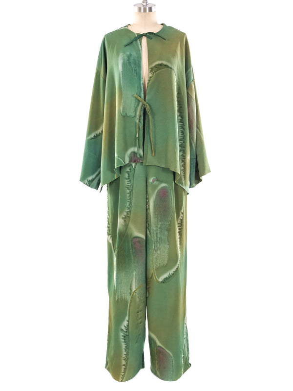 Watercolor Printed Silk Pant Ensemble Suit arcadeshops.com