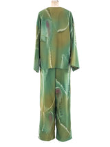 Watercolor Printed Silk Pant Ensemble Suit arcadeshops.com