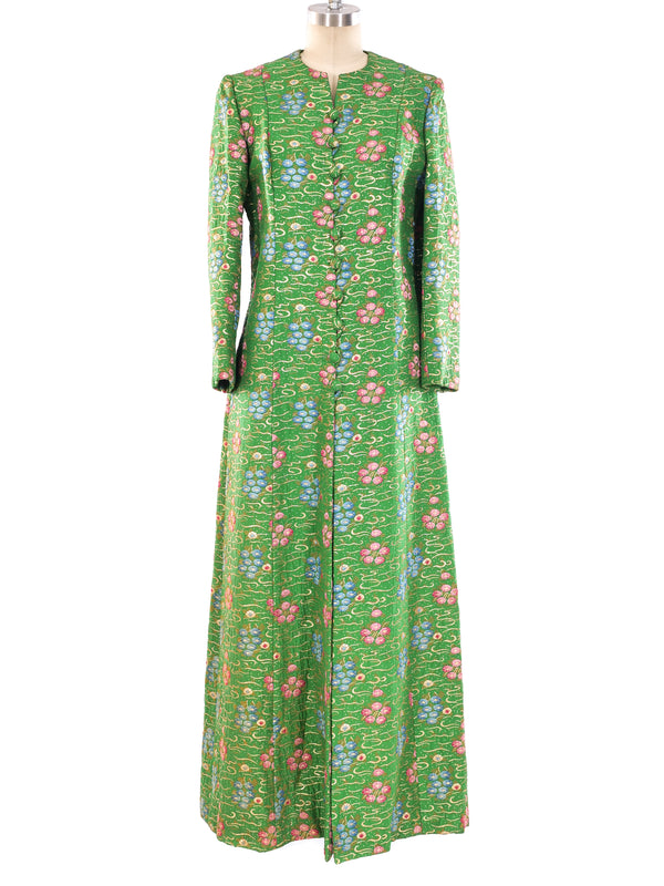 Waterlily Brocade Maxi Coat Jacket arcadeshops.com