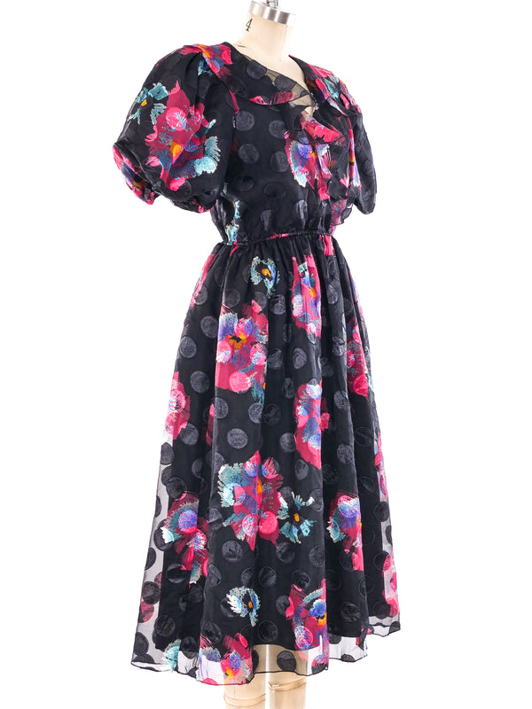 Puff Sleeve Floral Ruffle Dress Dress arcadeshops.com
