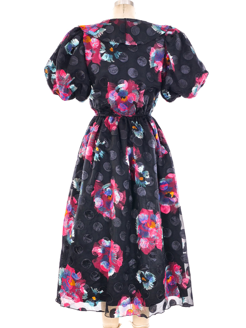 Puff Sleeve Floral Ruffle Dress Dress arcadeshops.com