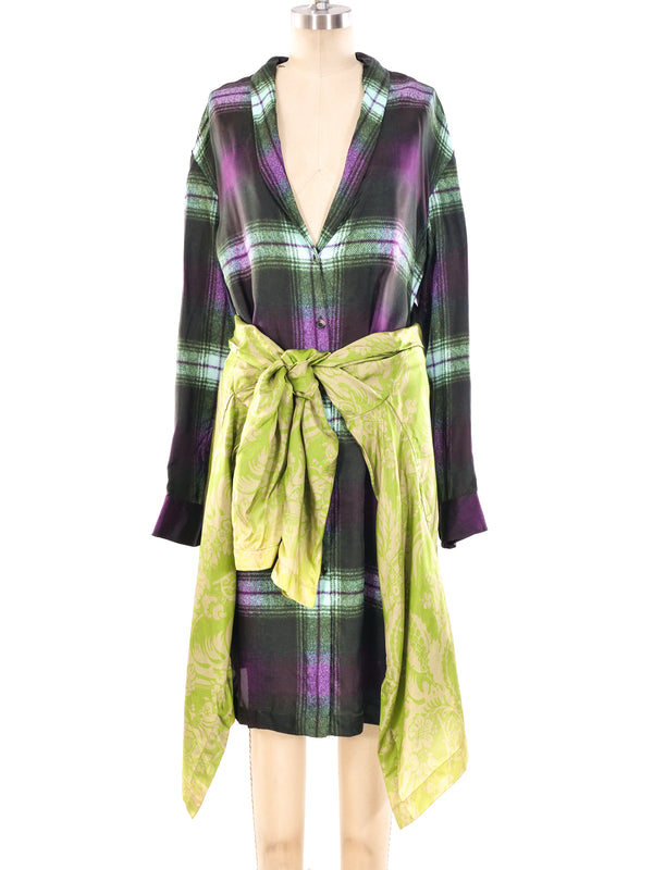 Dries Van Noten Layered Plaid Shirt Dress Dress arcadeshops.com