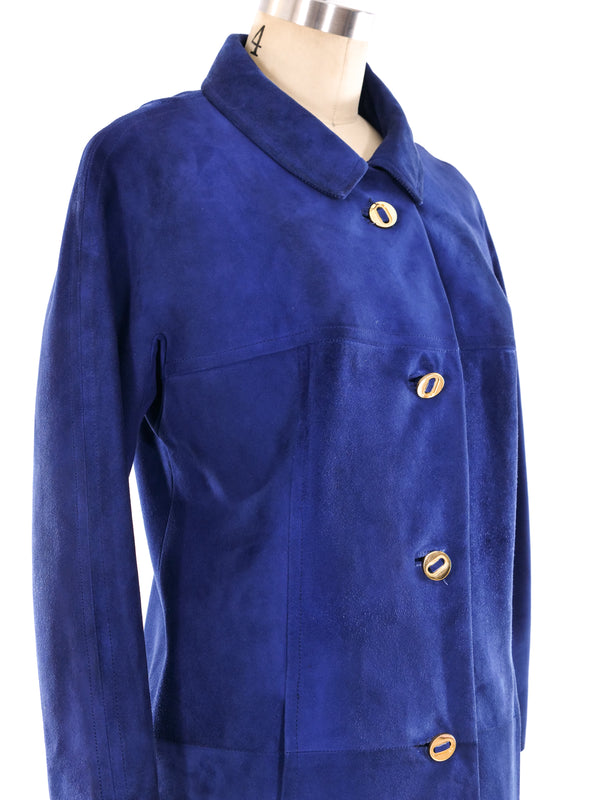 Loewe Blue Suede Jacket Jacket arcadeshops.com