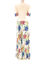 1940's Floral Crepe Gown Dress arcadeshops.com