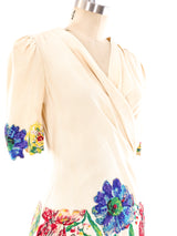 1940's Floral Crepe Gown Dress arcadeshops.com