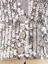 Silver Sequin Embellished Cropped Sweater Jacket arcadeshops.com