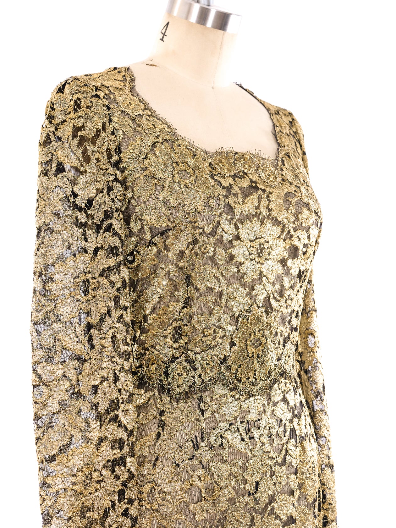 Dolce and Gabbana Metallic Gold Lace Gown