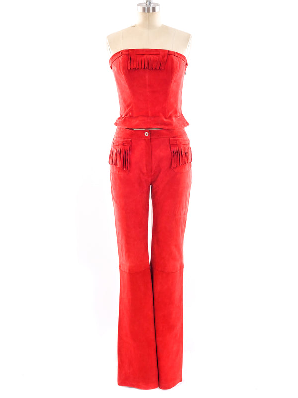 Thierry Mugler Fringed Suede Ensemble Suit arcadeshops.com