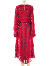 Floral Printed Ribbon Striped Silk Dress Dress arcadeshops.com