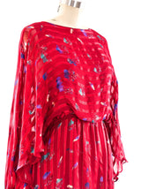 Floral Printed Ribbon Striped Silk Dress Dress arcadeshops.com
