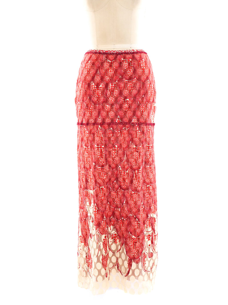 Jean Paul Gaultier Dot Pattern Mesh Maxi Skirt Bottom arcadeshops.com