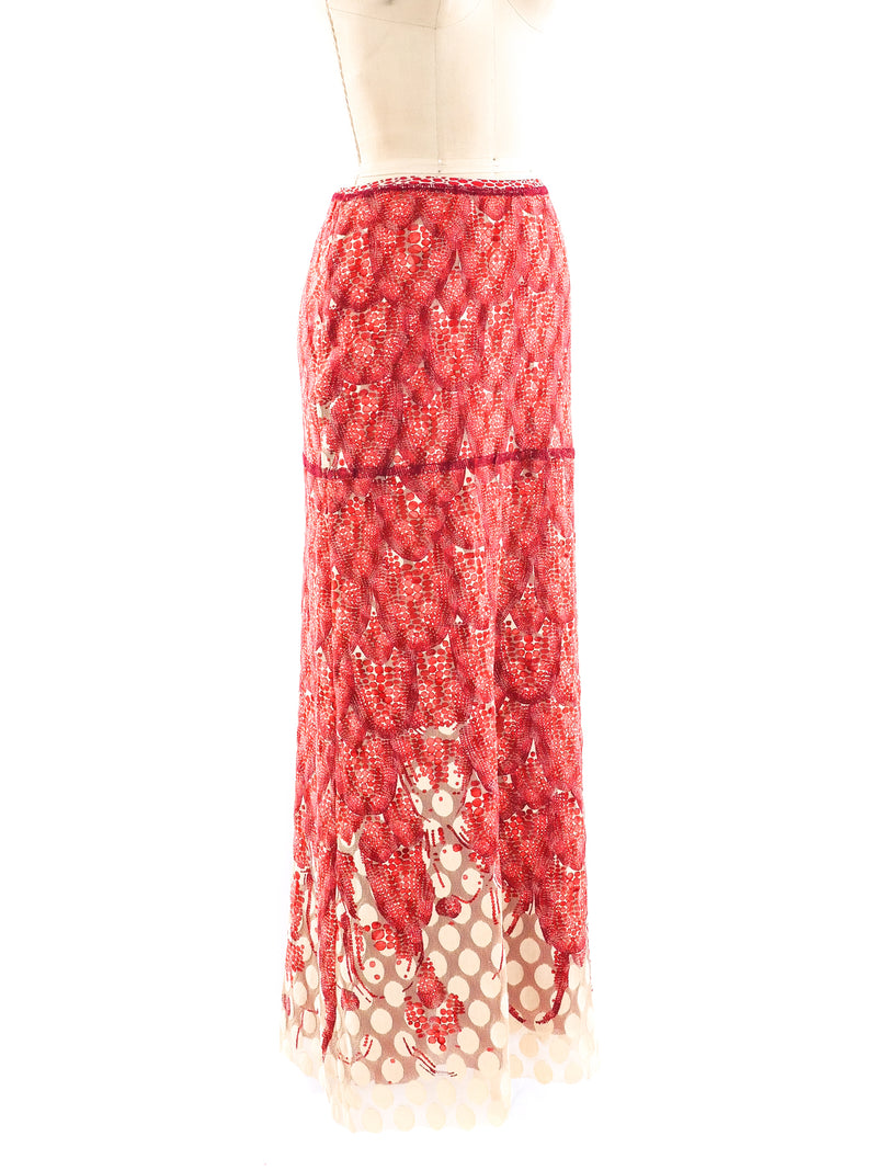 Jean Paul Gaultier Dot Pattern Mesh Maxi Skirt Bottom arcadeshops.com