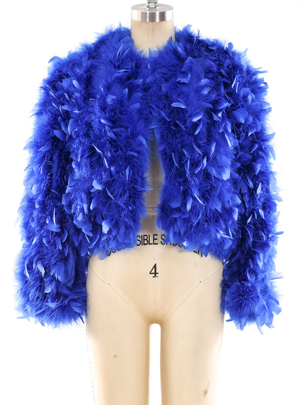 Cobalt Blue Feather Jacket Jacket arcadeshops.com