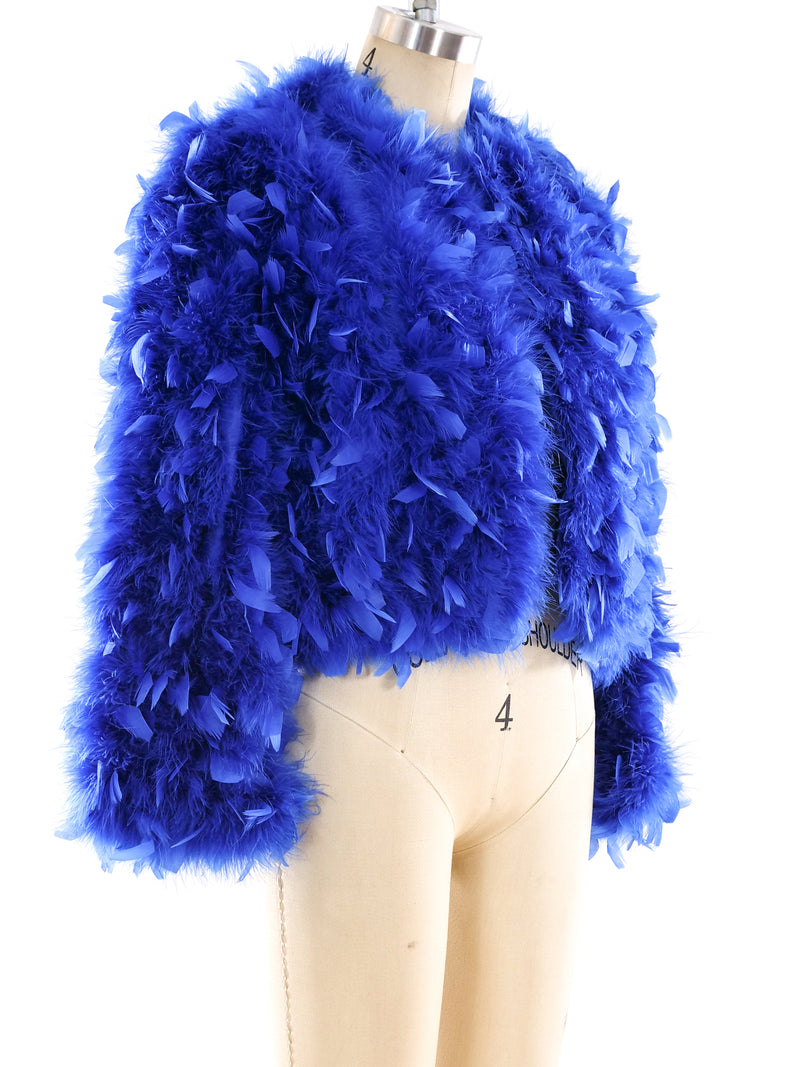Cobalt Blue Feather Jacket Jacket arcadeshops.com