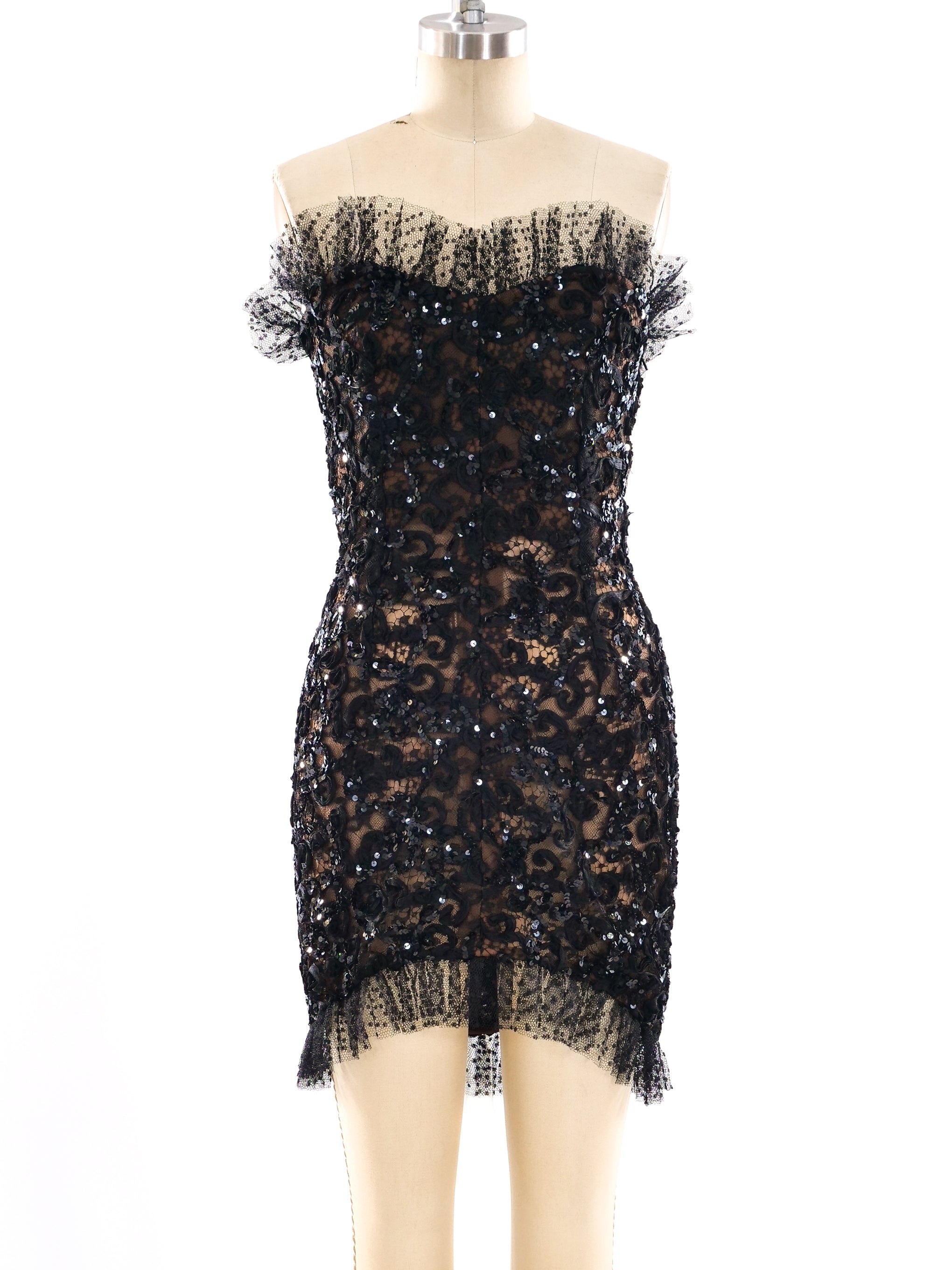 Yves Saint Laurent Embellished Lace Mini Dress