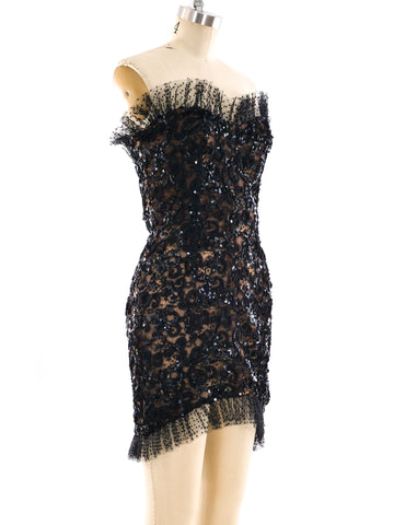 Yves Saint Laurent Embellished Lace Mini Dress