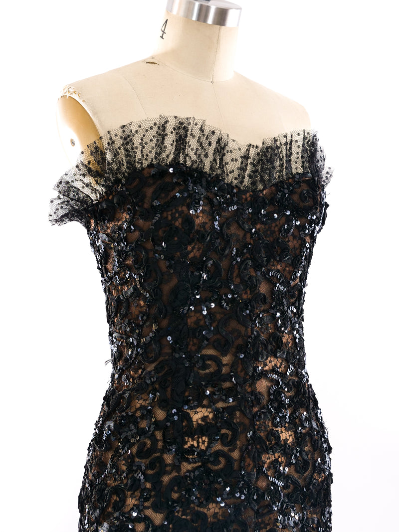 Yves Saint Laurent Embellished Lace Mini Dress Dress arcadeshops.com