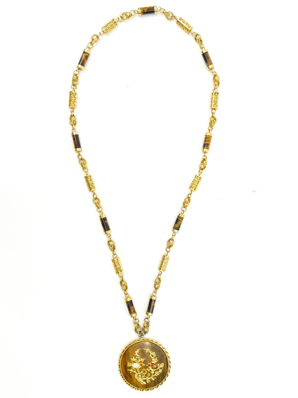 Tigers Eye Bird Pendant Necklace Accessory arcadeshops.com