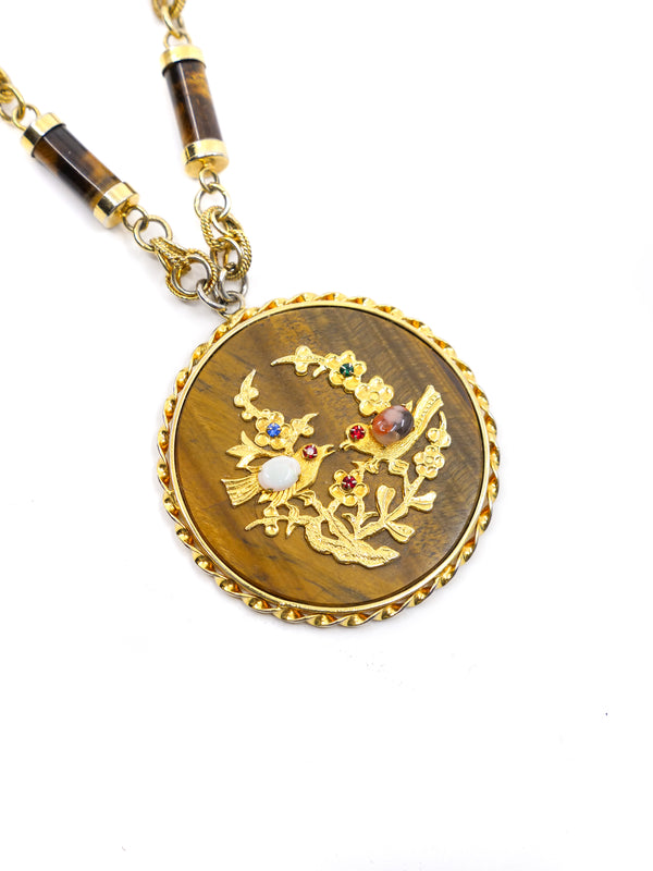 Tigers Eye Bird Pendant Necklace Accessory arcadeshops.com