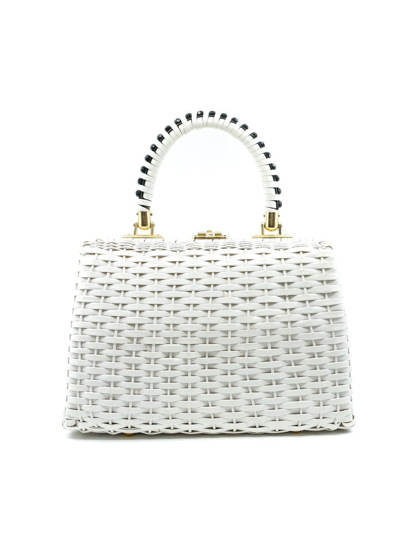 Bead Embellished Wicker Top Handle Bag Accessory arcadeshops.com