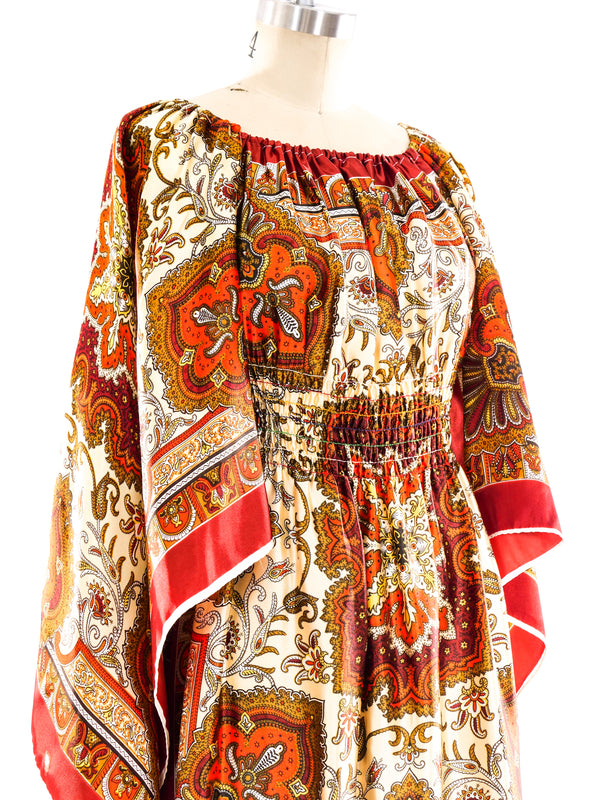 Paisley Printed Angel Sleeve Maxi Dress Dress arcadeshops.com