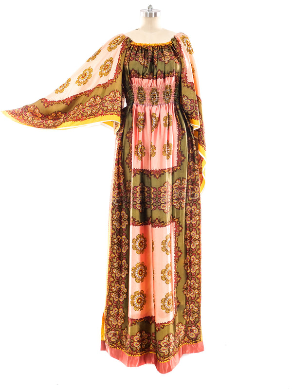 Paisley Printed Angel Sleeve Maxi Dress Dress arcadeshops.com