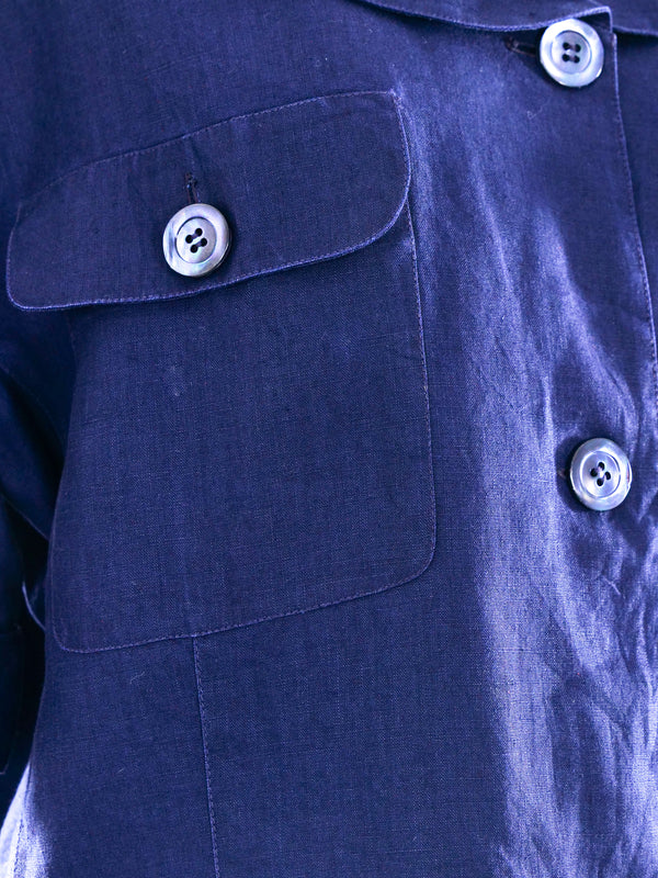 Fendi Navy Linen Jacket Jacket arcadeshops.com