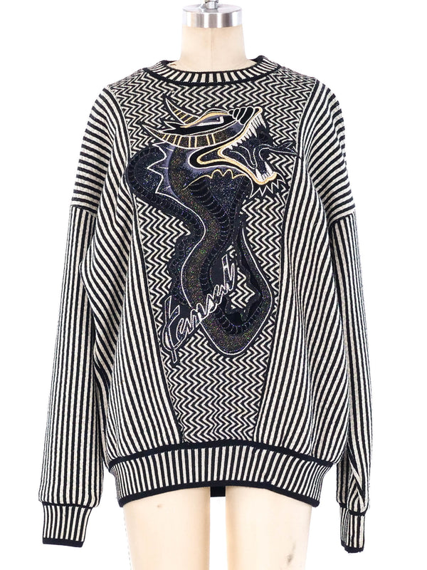 Kansai Yamamoto Dragon Applique Sweater Top arcadeshops.com