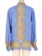 Escada Denim Printed Silk Blouse Top arcadeshops.com