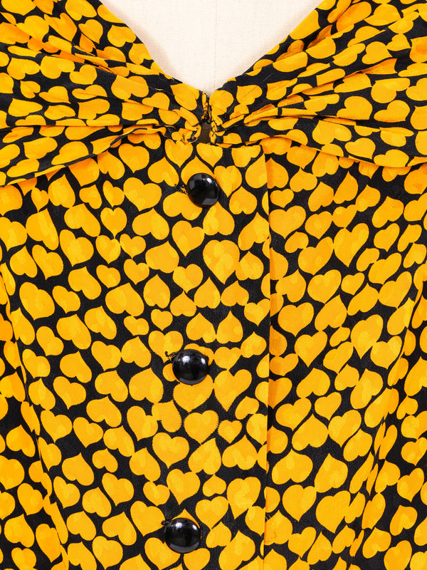 Heart Printed Silk Blouse Top arcadeshops.com