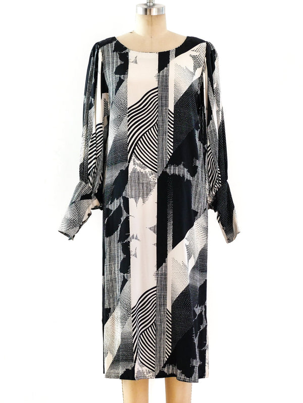 Graphic Black and White Silk Dress Dress arcadeshops.com