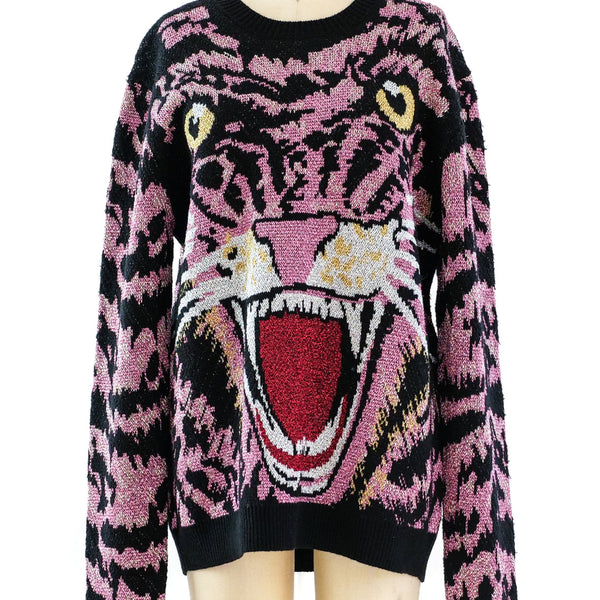 Gucci Metallic Tiger Face Sweater