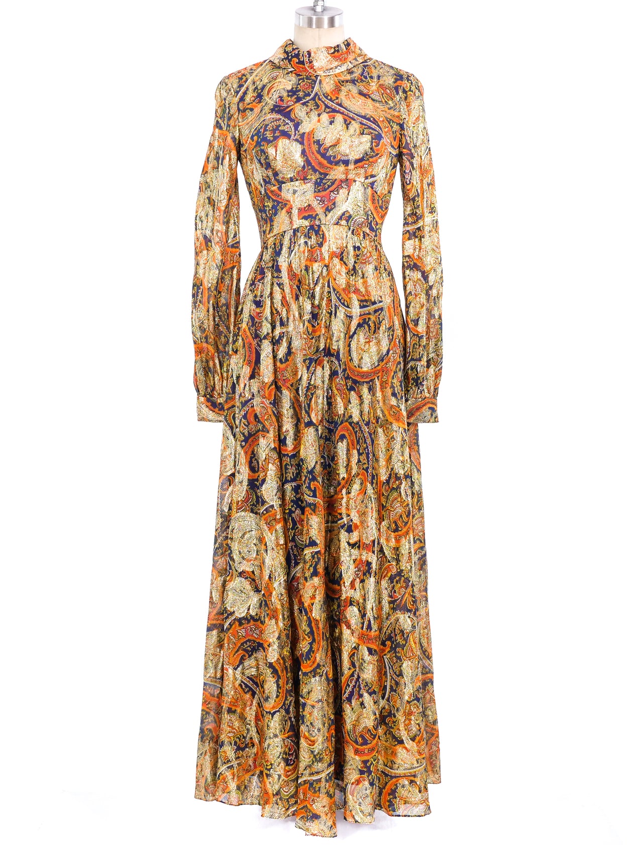 Metallic Paisley Maxi Dress