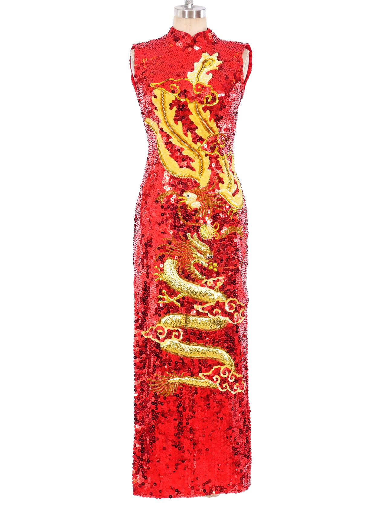 Chinese Dragon Motif Embellished Dress