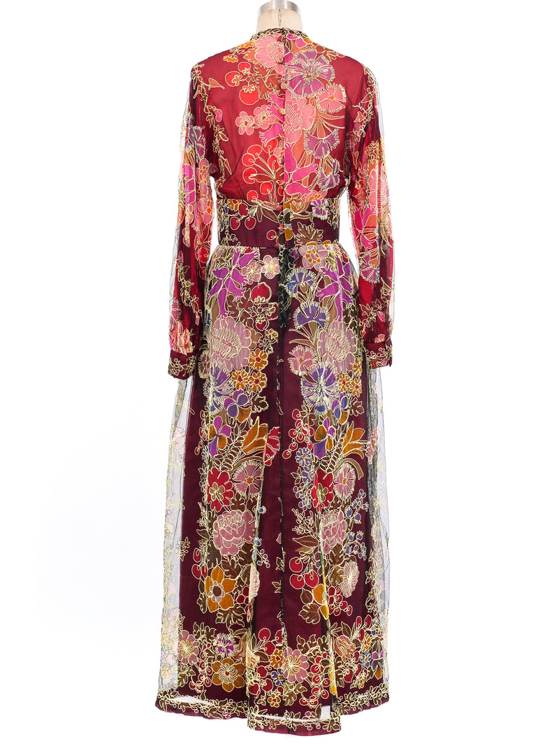 Donald Brooks Floral Embroidered Net Dress Dress arcadeshops.com