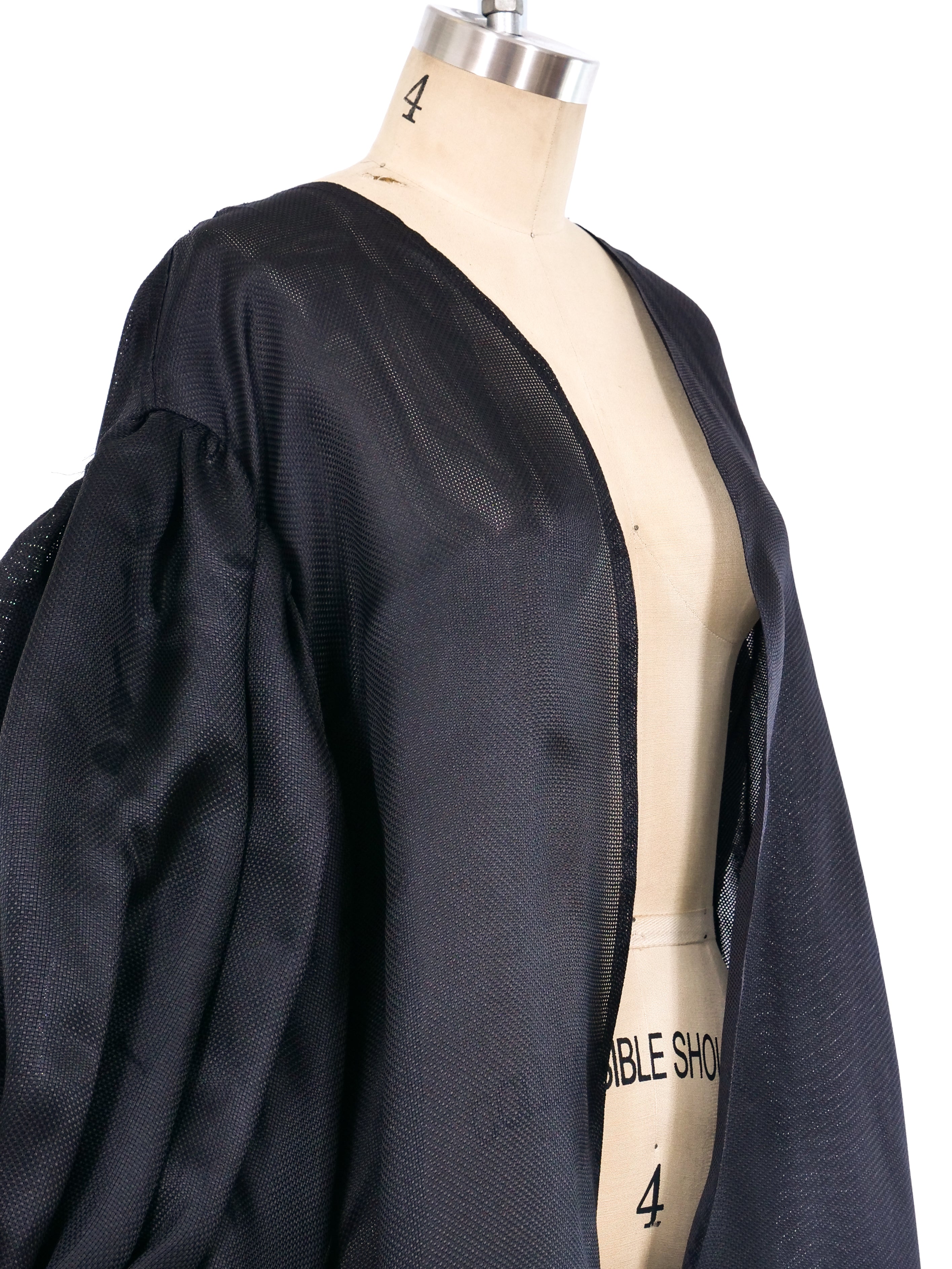 Puff Sleeve Silk Evening Coat