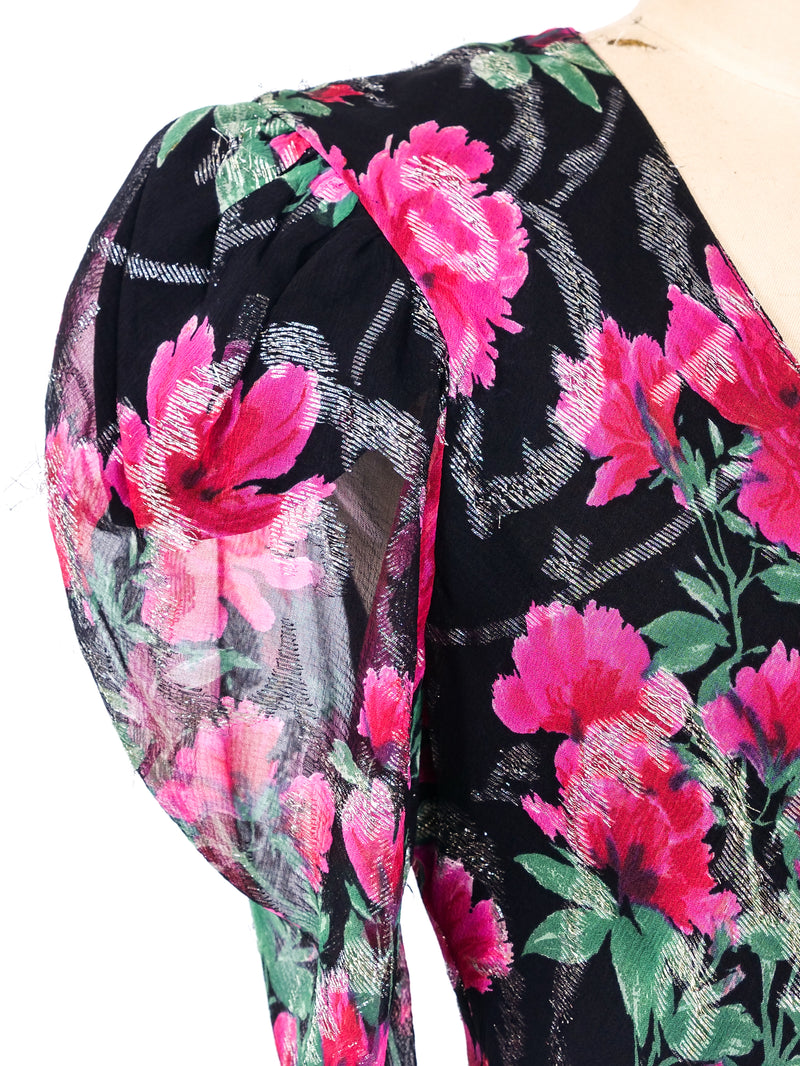 Judy Hornby Floral Printed Silk Dress Dress arcadeshops.com