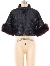 Fur Trimmed Sequin Bolero Jacket Jacket arcadeshops.com