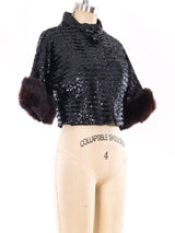 Fur Trimmed Sequin Bolero Jacket Jacket arcadeshops.com