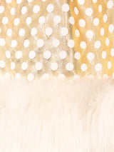 Fur Trimmed Metallic Gold Lamé Skirt Bottom arcadeshops.com