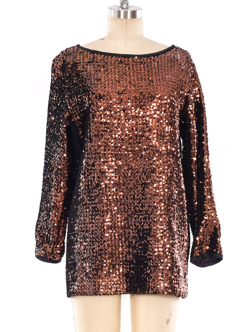 Yves Saint Laurent Copper Sequin Top Top arcadeshops.com